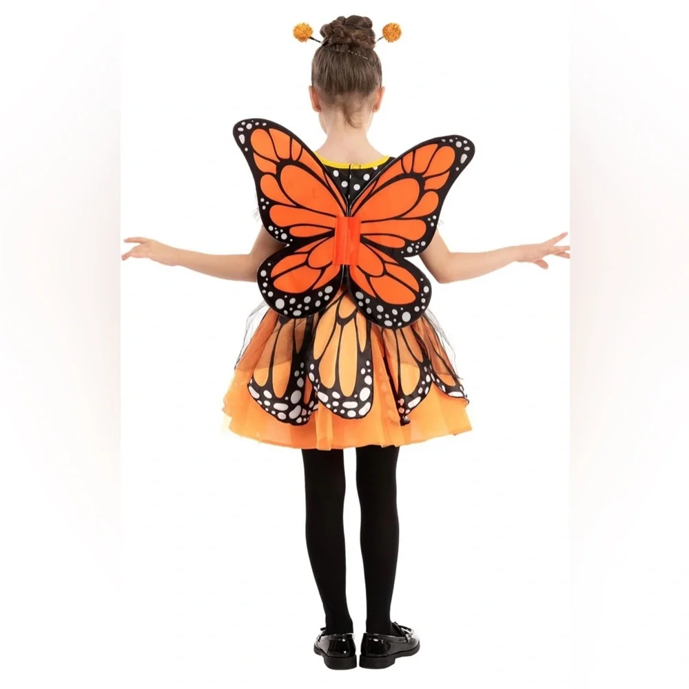 NWT Spooktacular Creations Girls Butterfly Costume, Butterfly Outfit w/Wings, L
